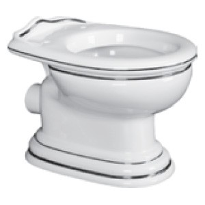 MILADY Унитаз напольный, выпуск в стену, декор: D2 широкий платина/белая керамика