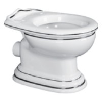 MILADY Унитаз напольный, выпуск в стену, декор: D2 широкий платина/белая керамика