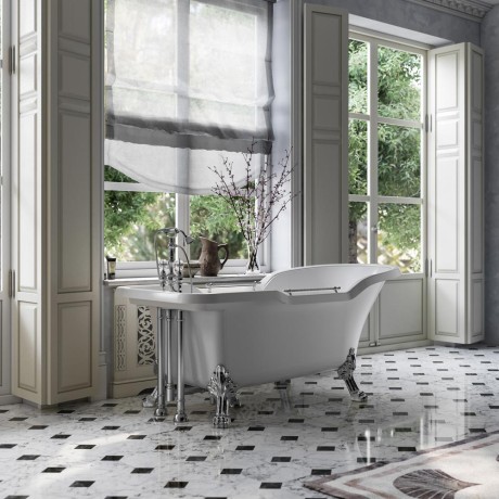 IMPERO Ванна 180x87хH76 см. белая, на лапах "LEONE"  STANDART  слив/перелив хром