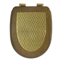 Крышка-сиденье Migliore Gianeta 27915 ореховая с декором, с микролифтом, петли золото