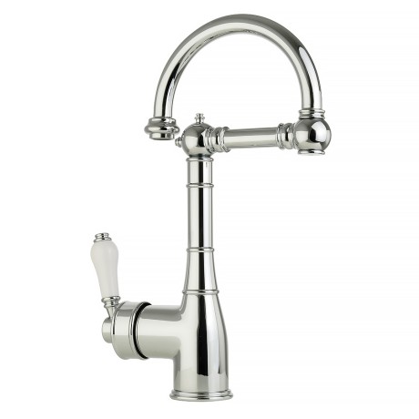 CUCINA ERMITAGE См-ль д/кухни моноком., излив пантограф, ручка белая, хром