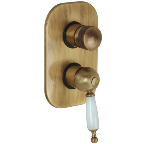 OXFORD См-ль скрытого монтажа моноком., 3-х позиционный с девиатором, ручка белая, бронза