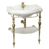 Комплект: консоль BELLA напольная 73 см. ажурная с полкой мат.стекло бронза, рак-на IMPERO керам.бел.