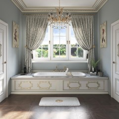 OLIVIA PODIUM Ванна 174x83 см. белая, слив/перелив золото (встраиваемая в подиум)