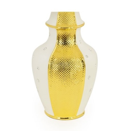 DUBAI Лампа H.67 см., керамика, цвет белый, декор золото, swarovski (БЕЗ АБАЖУРА)