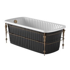 OLIVIA CONSOLE Ванна 174x83хH66 см. белая, панель черная, консоль, слив/перелив бронза
