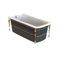 OLIVIA CONSOLE Ванна 174x83хH66 см. белая, панель черная, консоль, слив/перелив бронза
