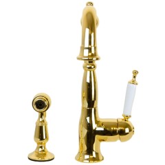 CUCINA OXFORD См-ль д/кухни моноком. с гигиенической лейкой, ручка белая, золото