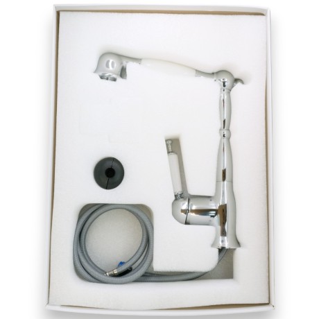 CUCINA OXFORD См-ль д/кухни моноком., с выдвижной лейкой, ручка белая/хром