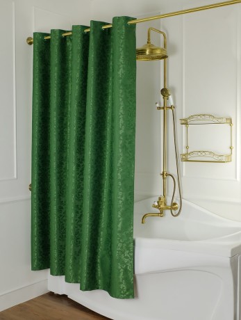 MIGLIORE Шторка L180xH200 см. для душа/ванны, текстиль, узор БАРОККО, цвет зеленый