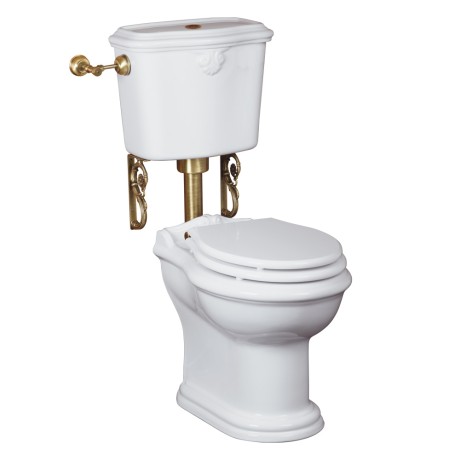 IMPERO Комплект унитаз напольный выпуск в стену, бачок низкий с кнопкой бронза, белый (БЕЗ КРЫШКИ)