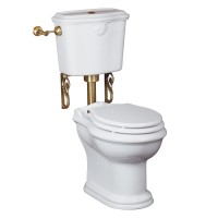 IMPERO Комплект унитаз напольный выпуск в стену, бачок низкий с кнопкой бронза, белый (БЕЗ КРЫШКИ)