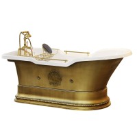 Ванна Migliore Impero Podium 26173 180x87 см, бронза, отдельностоящая с ручками, на подиуме, cо сливом-переливом бронза