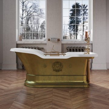 Ванна Migliore Impero Podium 26173 180x87 см, бронза, отдельностоящая с ручками, на подиуме, cо сливом-переливом бронза