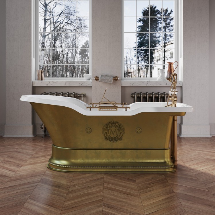 Ванна Migliore Impero Podium 26173 188x80 см, бронза, отдельностоящая с ручками, на подиуме, cо сливом-переливом бронза