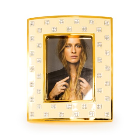 TOKIO Рамка для фотографий 28хН35 см, керамика, цвет кремовый, декор золото, swarovski