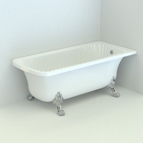 OLIVIA ANG Ванна 174x80хH66 см. белая, на 2-х лапах "LEONE" STANDART в угол, слив/перелив хром