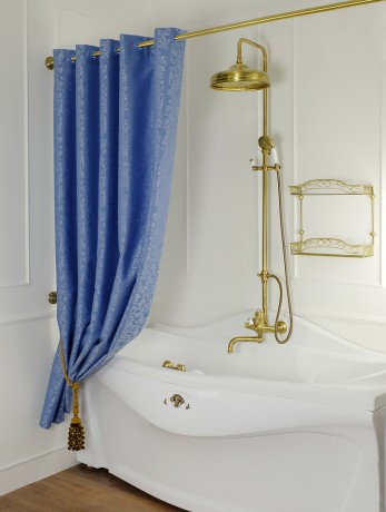 MIGLIORE Шторка L180xH200 см. для душа/ванны, текстиль, узор БАРОККО, цвет голубой