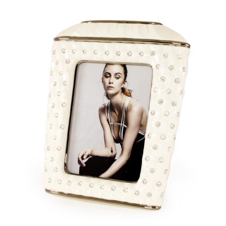 SIDNEY Рамка для фотографий 30хН36 см, керамика, цвет белый, декор платина, swarovski