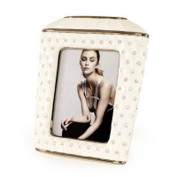 SIDNEY Рамка для фотографий 30хН36 см, керамика, цвет белый, декор платина, swarovski