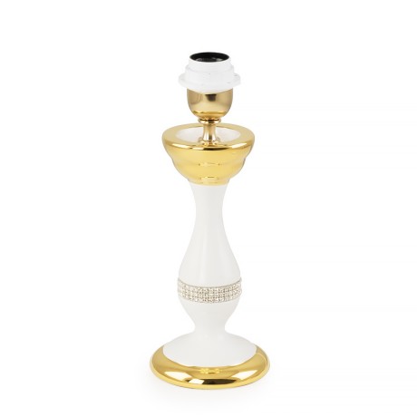 DUBAI Лампа настольная H.50 см., керамика, цвет белый, декор золото, swarovski (БЕЗ АБАЖУРА)