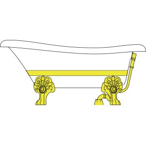 BELLA DECOR Ванна 170x81xH74 см. на лапах "MIGLIORE", белая, слив/перелив золото