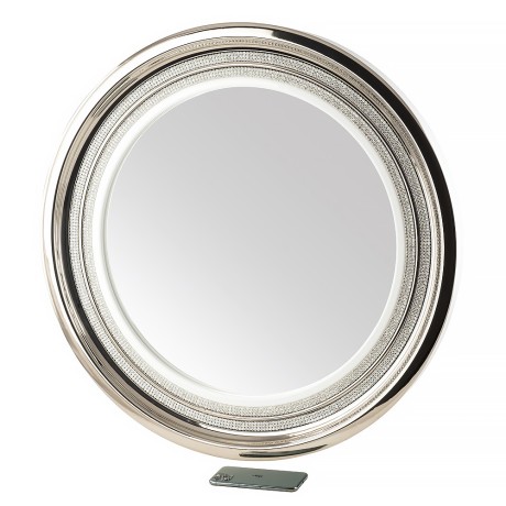 DUBAI Зеркало круглое d.69 см., керамика, цвет белый, декор платина, swarovski