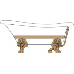 BELLA DECOR Ванна 170x81xH74 см. на лапах "MIGLIORE", белая, слив/перелив бронза