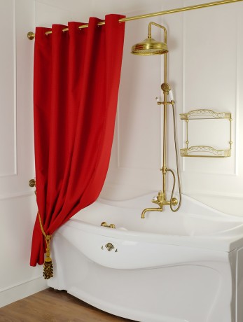 MIGLIORE Шторка L180xH200 см. для душа/ванны, текстиль, узор АР-ДЕКО, цвет красный