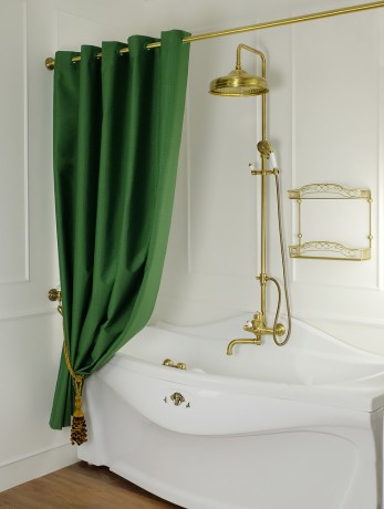 MIGLIORE Шторка L180xH200 см. для душа/ванны, текстиль, узор АР-ДЕКО, цвет зеленый