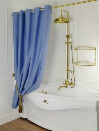 MIGLIORE Шторка L180xH200 см. для душа/ванны, текстиль, узор АР-ДЕКО, цвет голубой