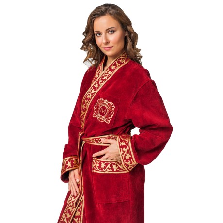 MAGNAT Халат банный, 100% хлопок, цвет: бордо, размер: 46-48