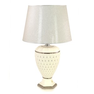 SIDNEY Лампа настольная Н.78 см, керамика, цвет белый, декор золото, swarovski (БЕЗ АБАЖУРА)
