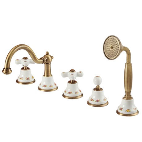 PROVANCE См-ль на борт ванны, на 5 отв., бел. с декором/бронза