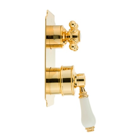 ERMITAGE См-ль скрытого монтажа моноком., 4-х позиционный с девиатором, ручка белая, золото