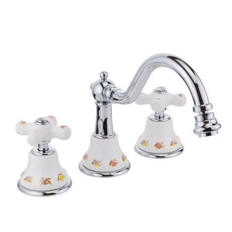 PROVANCE См-ль д/биде, на 3 отв., донный клапан "click-clack", бел. с декором/хром