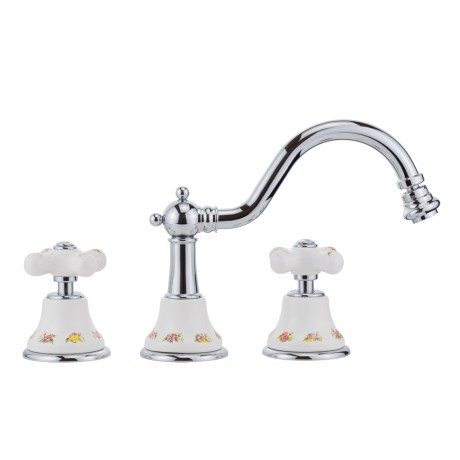 PROVANCE См-ль д/биде, на 3 отв., донный клапан "click-clack", бел. с декором/хром