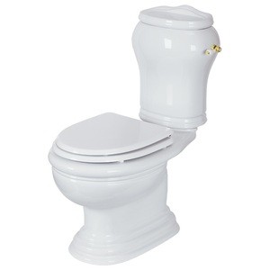 MILADY Комплект унитаз моноблок выпуск в пол, бачок, ручка золото (БЕЗ КРЫШКИ)