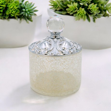 CRISTALIA Баночка высокая, H16 см. с крышкой, стекло/хром/Crystal