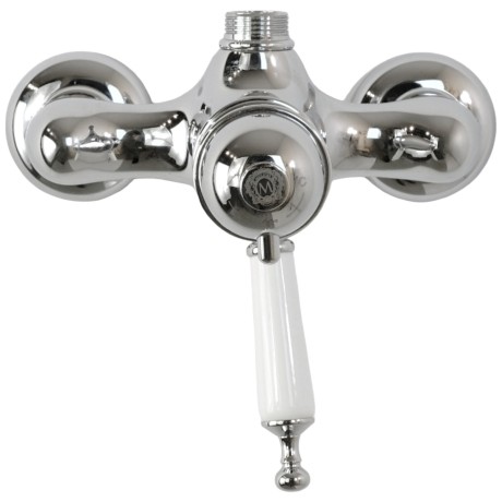 OXFORD См-ль д/душ. колонны моноком., термостат. внешний, выход М3/4", ручка белая, хром