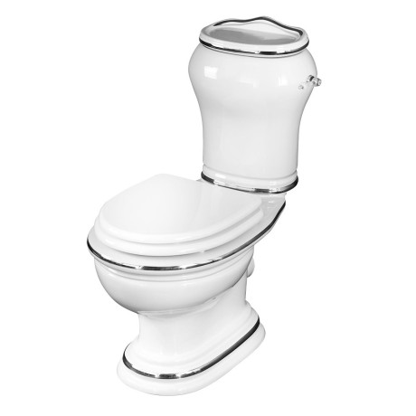 MILADY Комплект унитаз моноблок, декор D2 платина, выпуск в стену, бачок, ручка хром (БЕЗ КРЫШКИ)