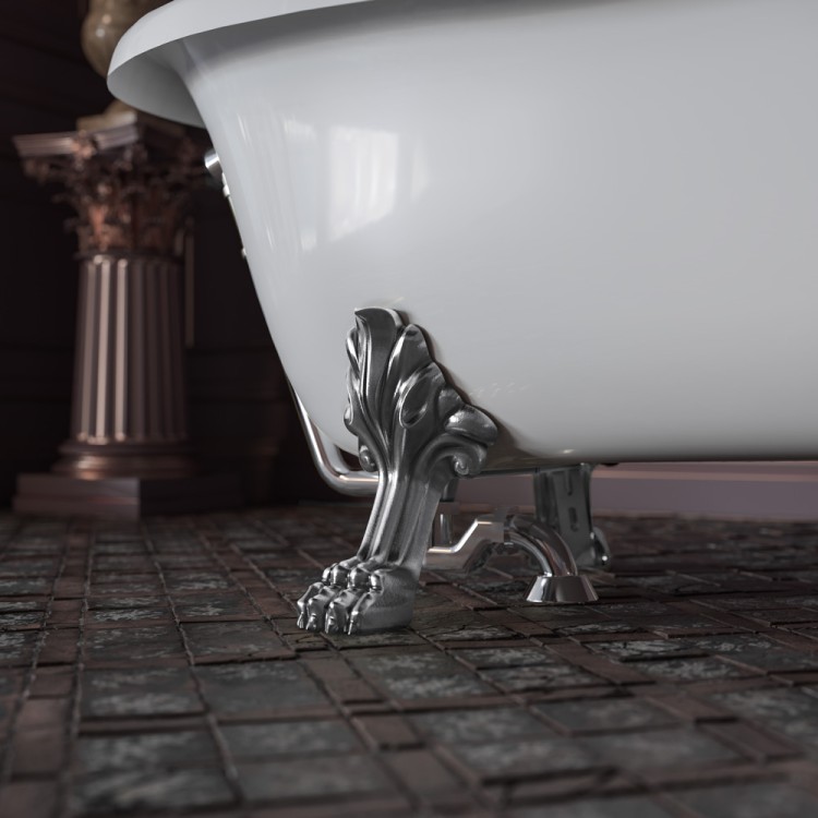 Ванна Migliore Milady 26241 226x80 см, белая, отдельностоящая, с декоративными ножками Leone Lux, cо сливом-переливом хром