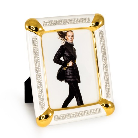 DUBAI Рамка для фотографий 26хН32 см, керамика, цвет белый, декор золото, swarovski