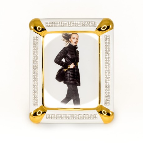 DUBAI Рамка для фотографий 26хН32 см, керамика, цвет белый, декор золото, swarovski