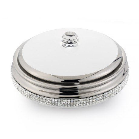 DUBAI Шкатулка 21хН9 см, керамика, цвет белый, декор платина, swarovski