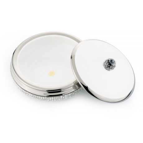 DUBAI Шкатулка 21хН9 см, керамика, цвет белый, декор платина, swarovski