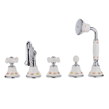 PROVANCE См-ль на борт ванны, на 5 отв., бел. с декором/хром