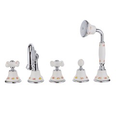 PROVANCE См-ль на борт ванны, на 5 отв., бел. с декором/хром