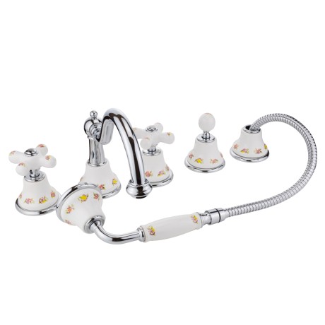 PROVANCE См-ль на борт ванны, на 5 отв., бел. с декором/хром