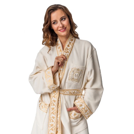 MAGNAT Халат банный, 100% хлопок, цвет: бежевый, размер: 54-56
